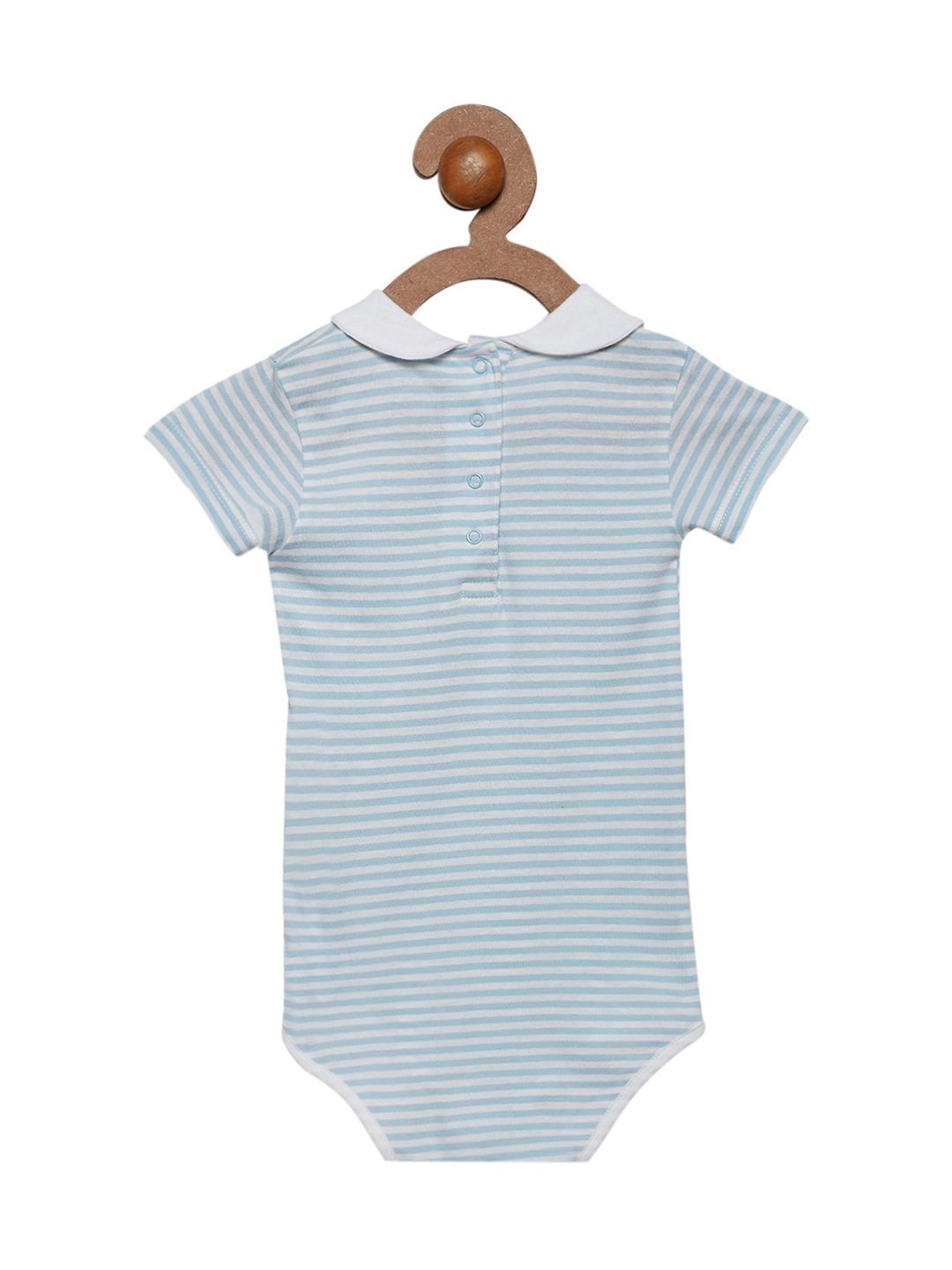 Berrytree Organic Cotton Baby Onesie Peter Pan Baby Blue Stripes BerryTree