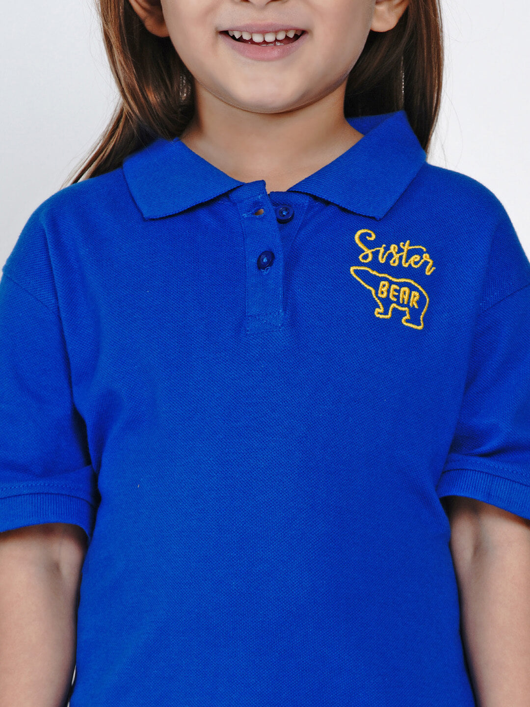 Berrytree Girls Polo Shirt Sister Bear Blue Berrytree Organic India