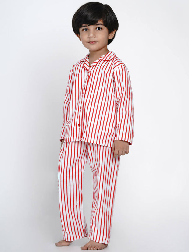 Berrytree Night Suit Red Stripes Boy BerryTree