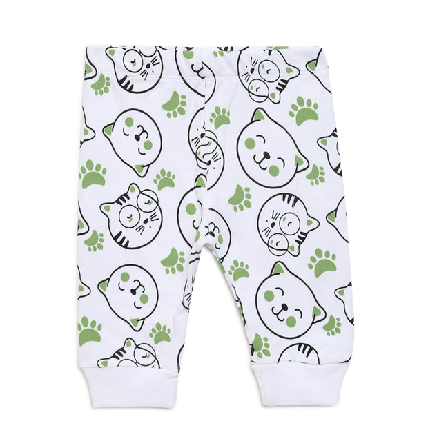 Berrytree Organic Night Suit for Baby Girl: Green cats BerryTree