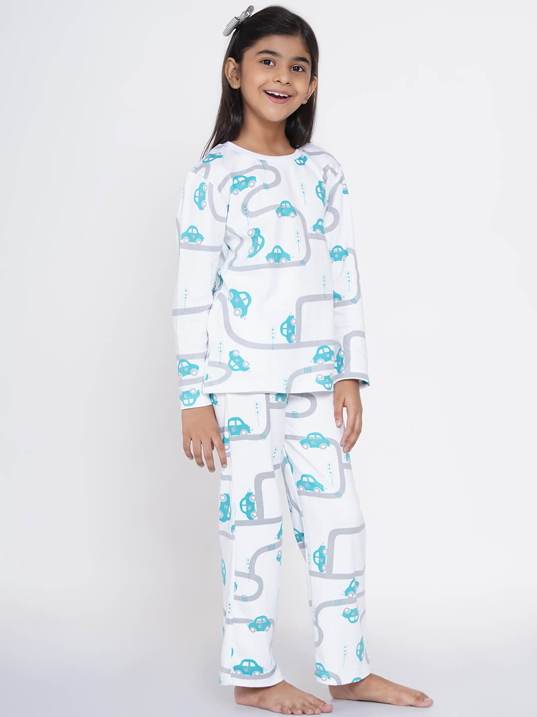 Berrytree Organic Cotton Night Suit Girls: Green Cars BerryTree