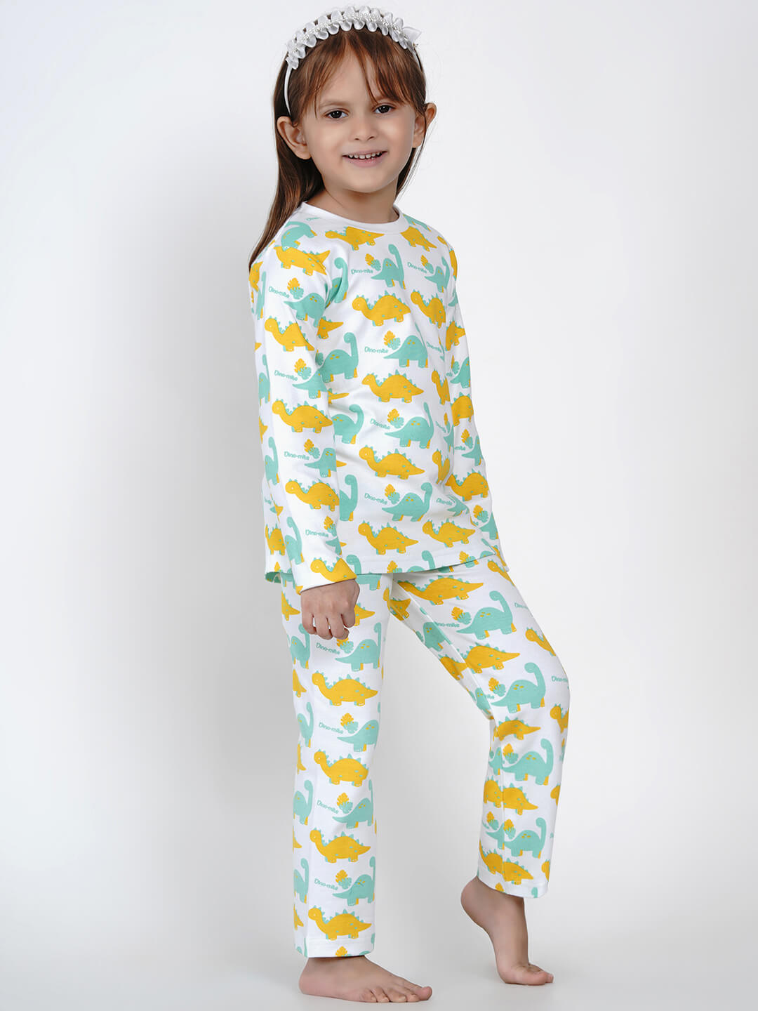 Berrytree Organic Night Suit Green Dino Girl BerryTree