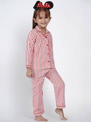Berrytree Night Suit Red Stripes Girl BerryTree