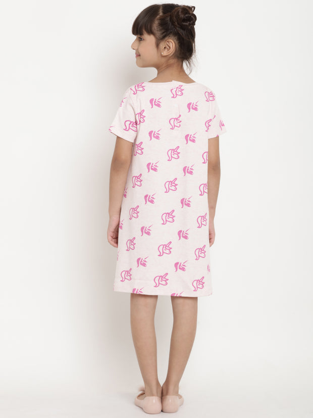 Berrytree Organic Cotton Unicorn Pink Dress Half Sleeves BerryTree