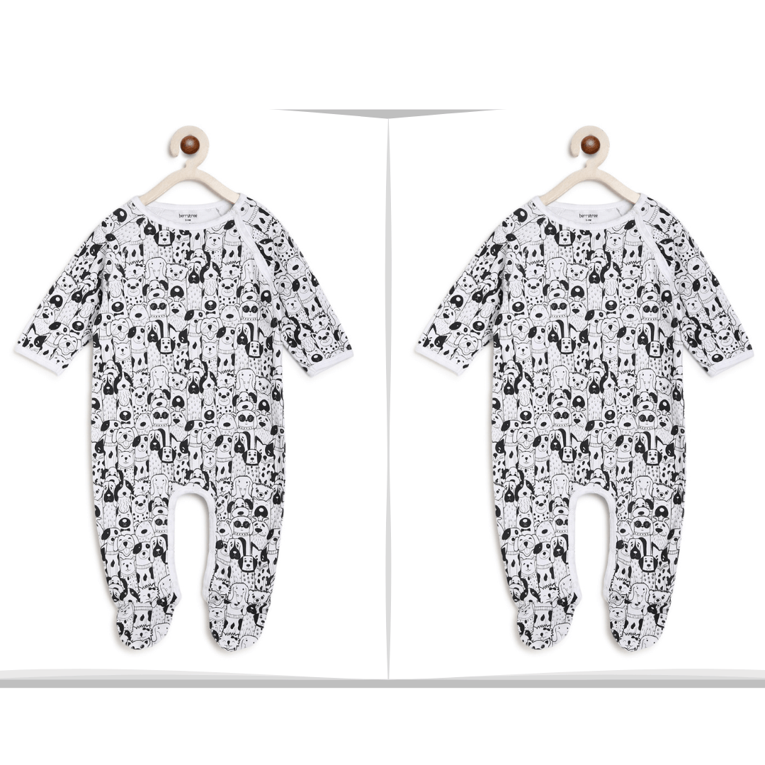 Twin Baby Boy Clothes : Black Animals Romper BerryTree