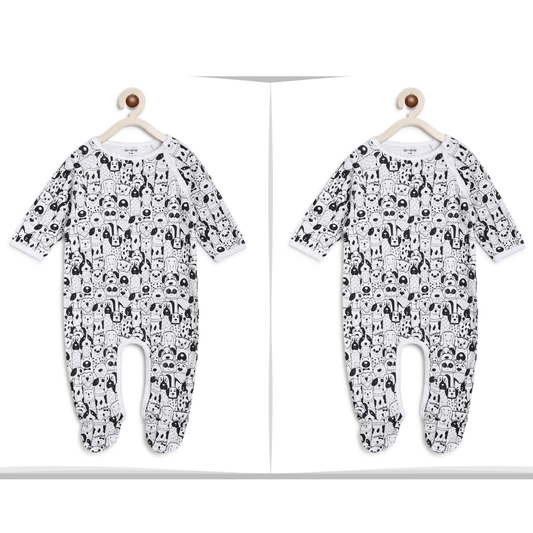 Twin Baby Boy Clothes : Black Animals Romper BerryTree