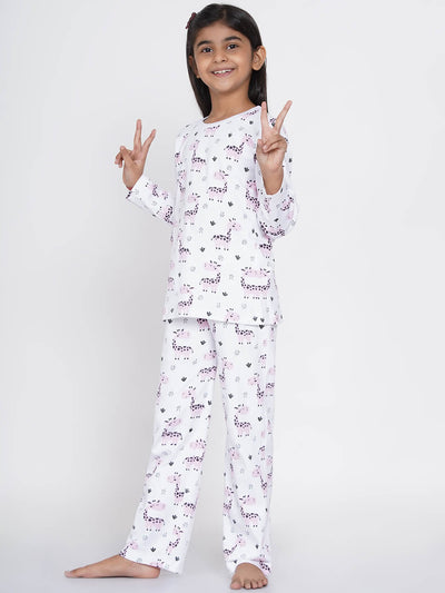 Girl's Premium Cotton Night Suit (Printed T-Shirt & Pant Set/ Girls Ni –  NammaBaby