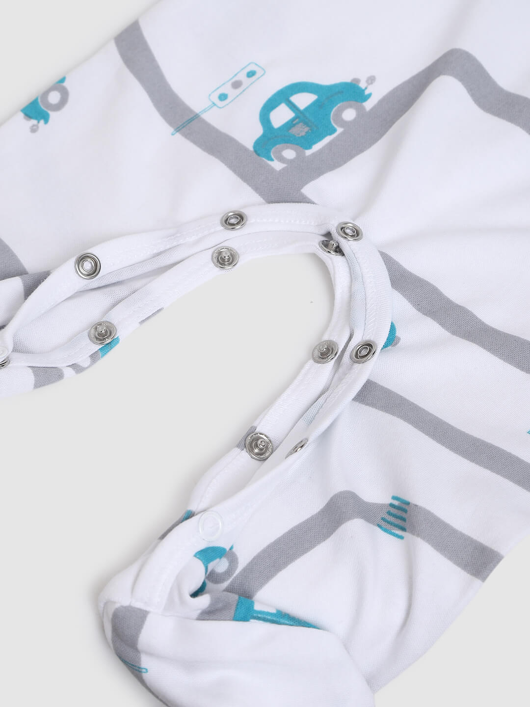 Berrytree Organic Cotton Baby Romper: Green Cars BerryTree