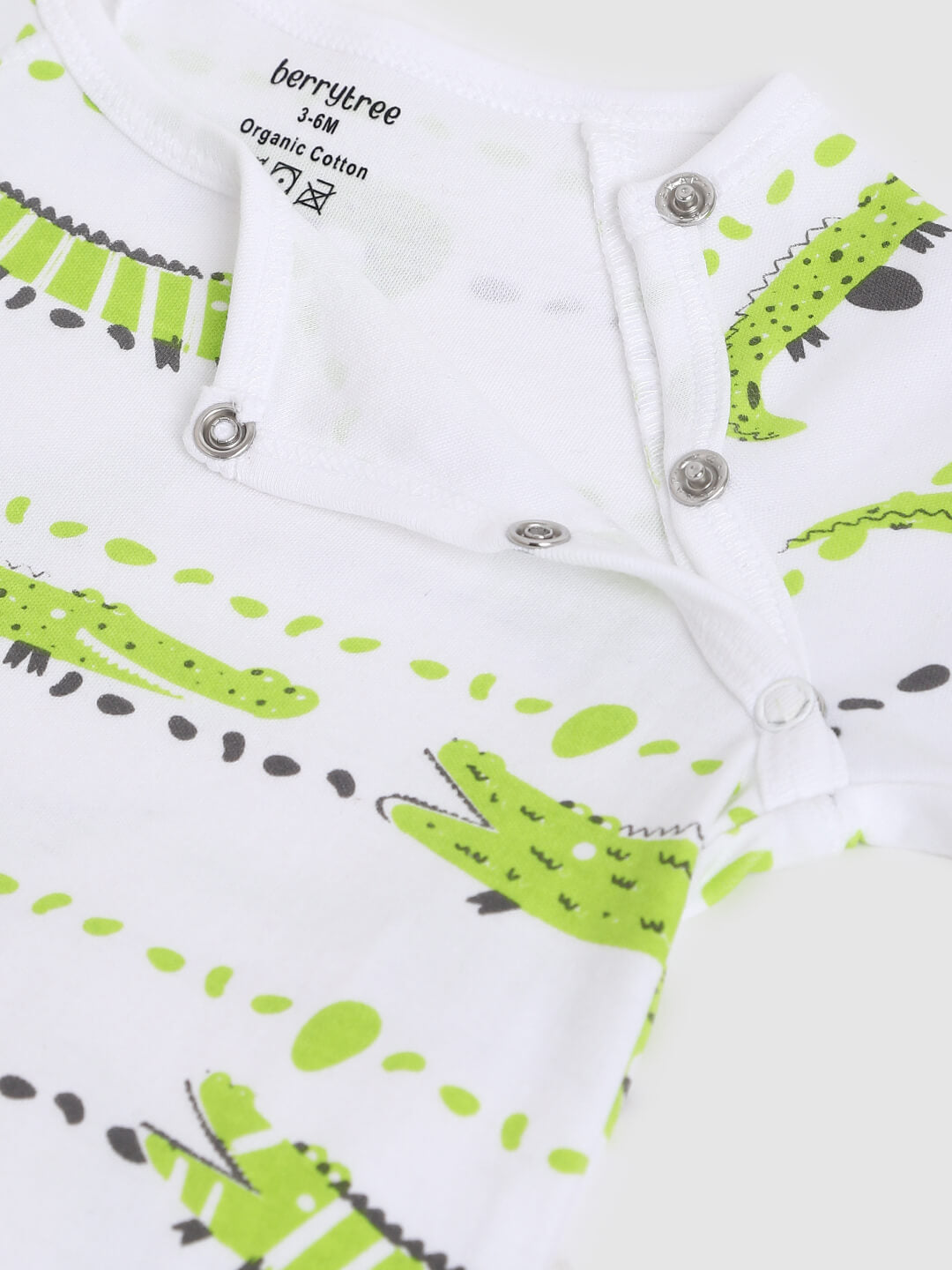 Berrytree Organic Cotton Baby Romper: Green croco BerryTree