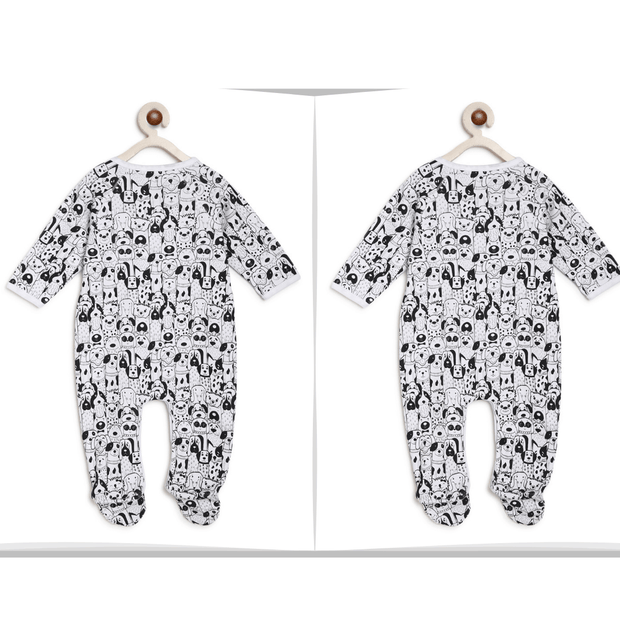 Twin Baby Boy Clothes : Black Animals Romper BerryTree