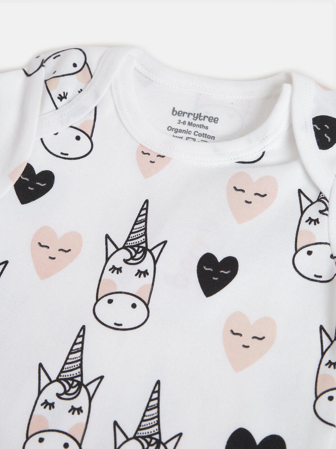 Berrytree Organic Onesies for Babies : Unicorn White BerryTree