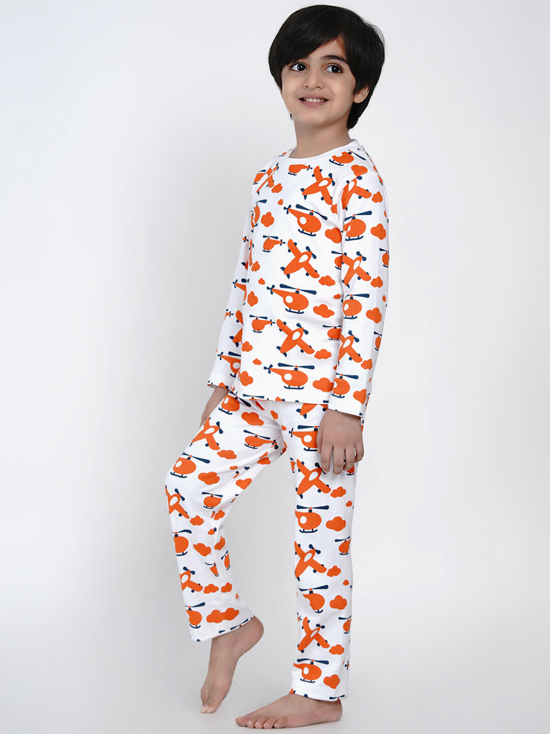 Berrytree Organic Night Suit Orange Plane Boy BerryTree