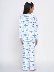 Berrytree Organic Cotton Night Suit Girls: Blue Sharks BerryTree