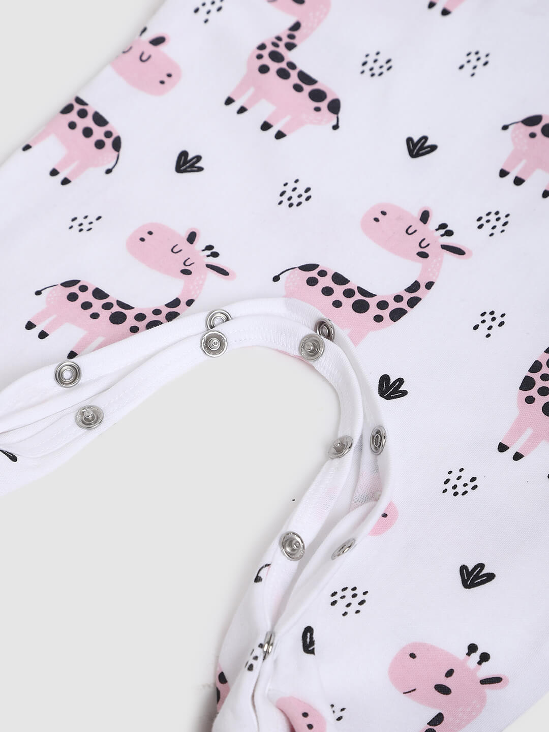 Berrytree Organic Cotton Baby Romper: Pink Giraffe BerryTree