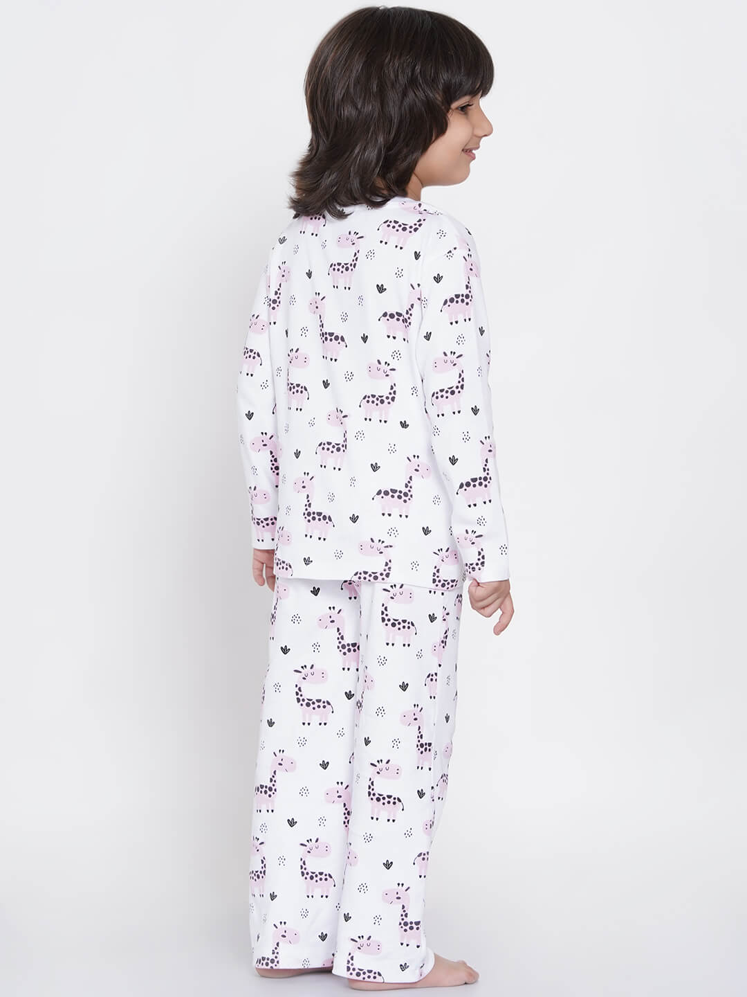 Berrytree Organic Cotton Night Suit Boys: Pink Giraffe BerryTree