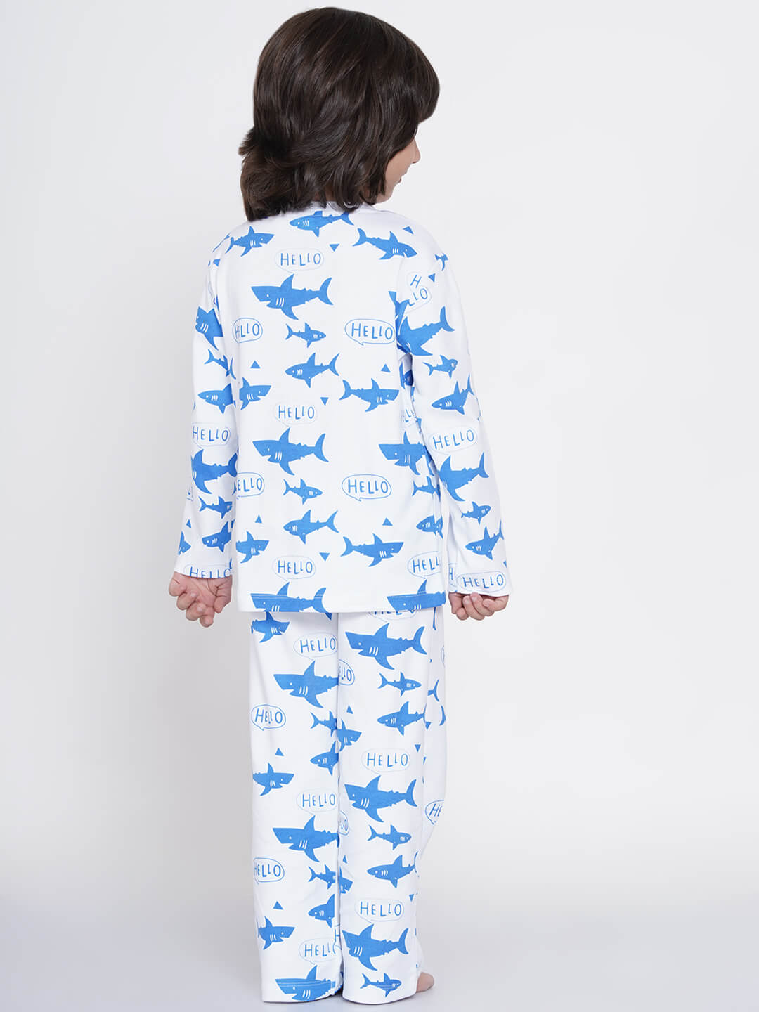 Berrytree Organic Cotton Night Suit Boys: Blue Sharks BerryTree