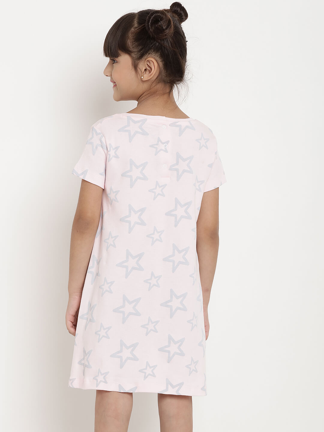 Berrytree Organic Cotton Pink Star Dress Half Sleeves BerryTree