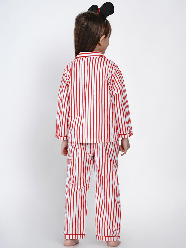 Berrytree Night Suit Red Stripes Girl BerryTree