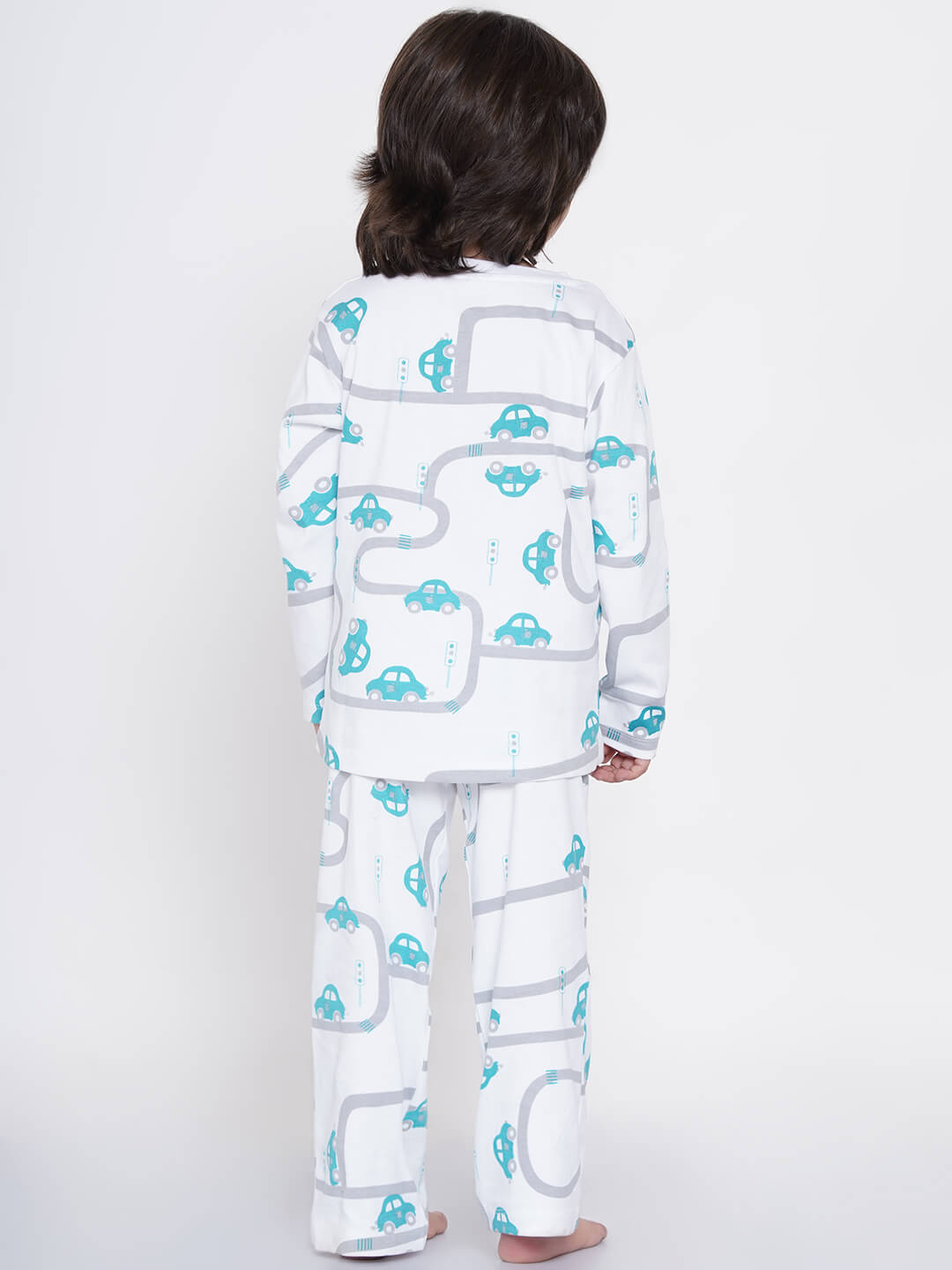 Berrytree Organic Cotton Night Suit Boys: Green Cars BerryTree