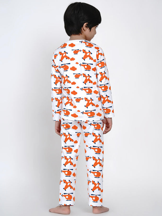 Berrytree Organic Night Suit Orange Plane Boy BerryTree