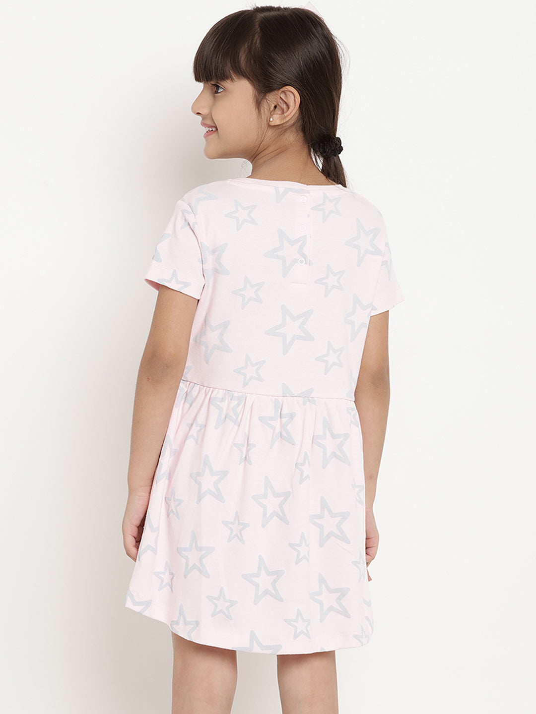 Berrytree Organic Cotton  Pink star Dress Gown Half Sleeves BerryTree