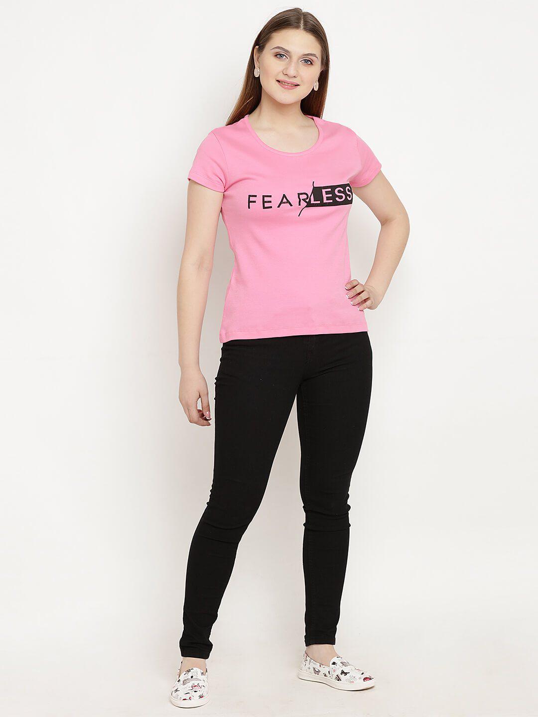 Berrytree Organic Cotton  Women T-shirt Pink Fearless Berrytree Organic India