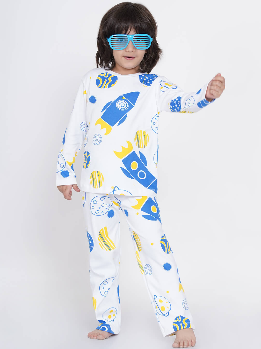 Berrytree Organic Cotton Night Suit Boys: Blue Rockets BerryTree