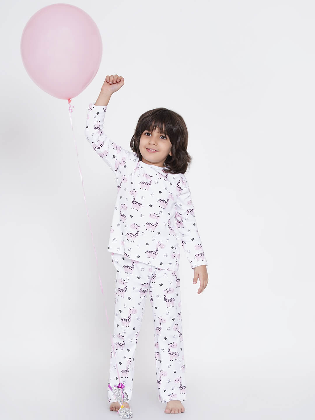 Berrytree Organic Cotton Night Suit Boys: Pink Giraffe BerryTree