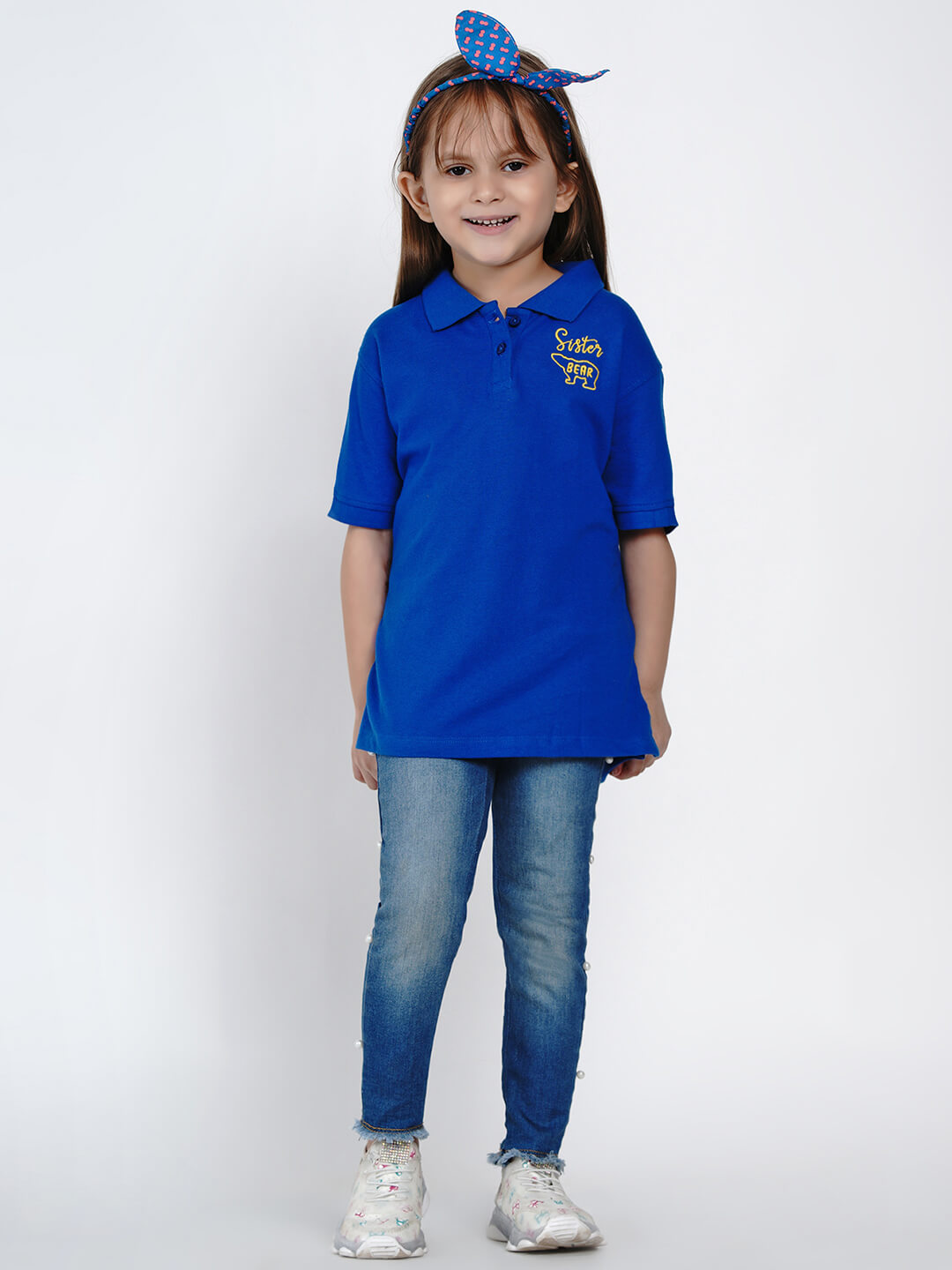 Berrytree Girls Polo Shirt Sister Bear Blue Berrytree Organic India