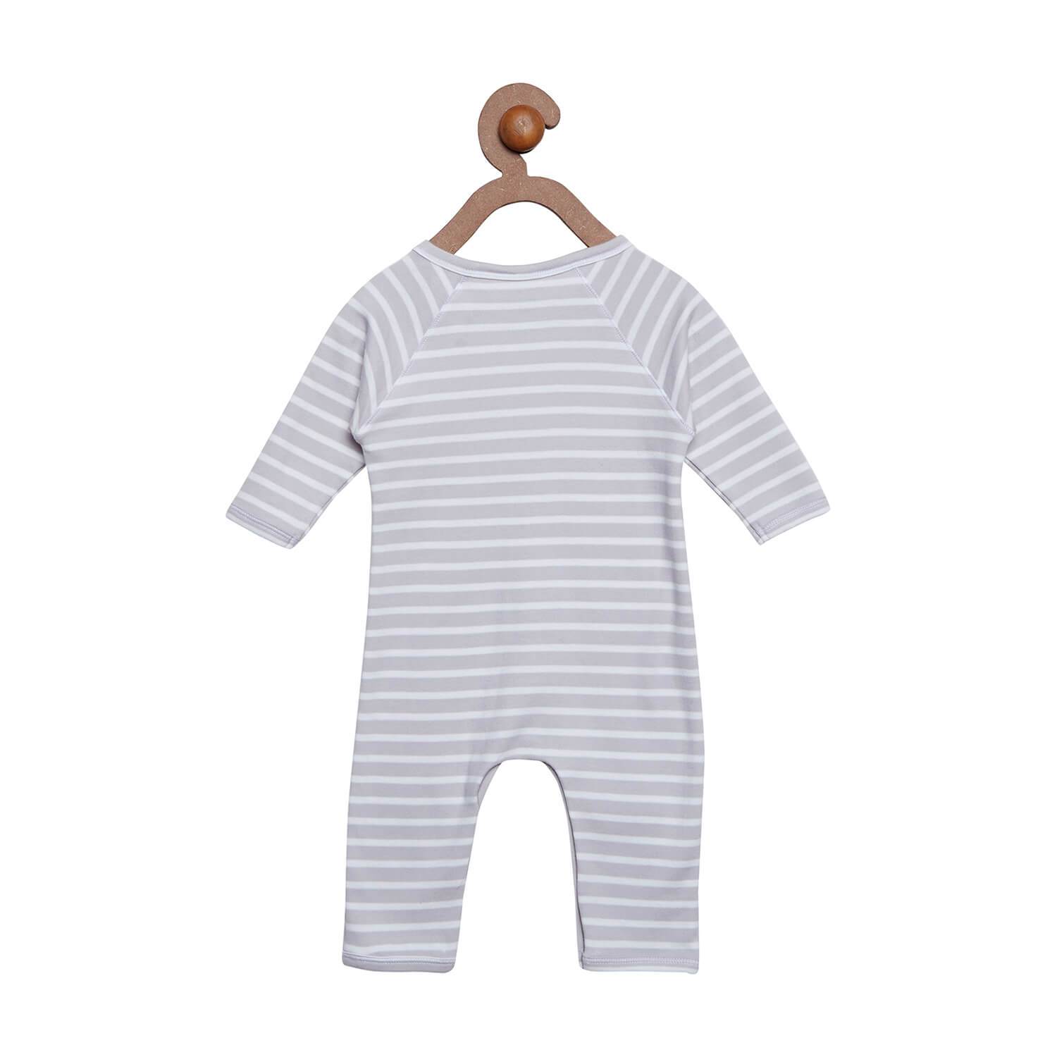 Berrytree Organic Cotton Baby Romper Grey Stripes BerryTree