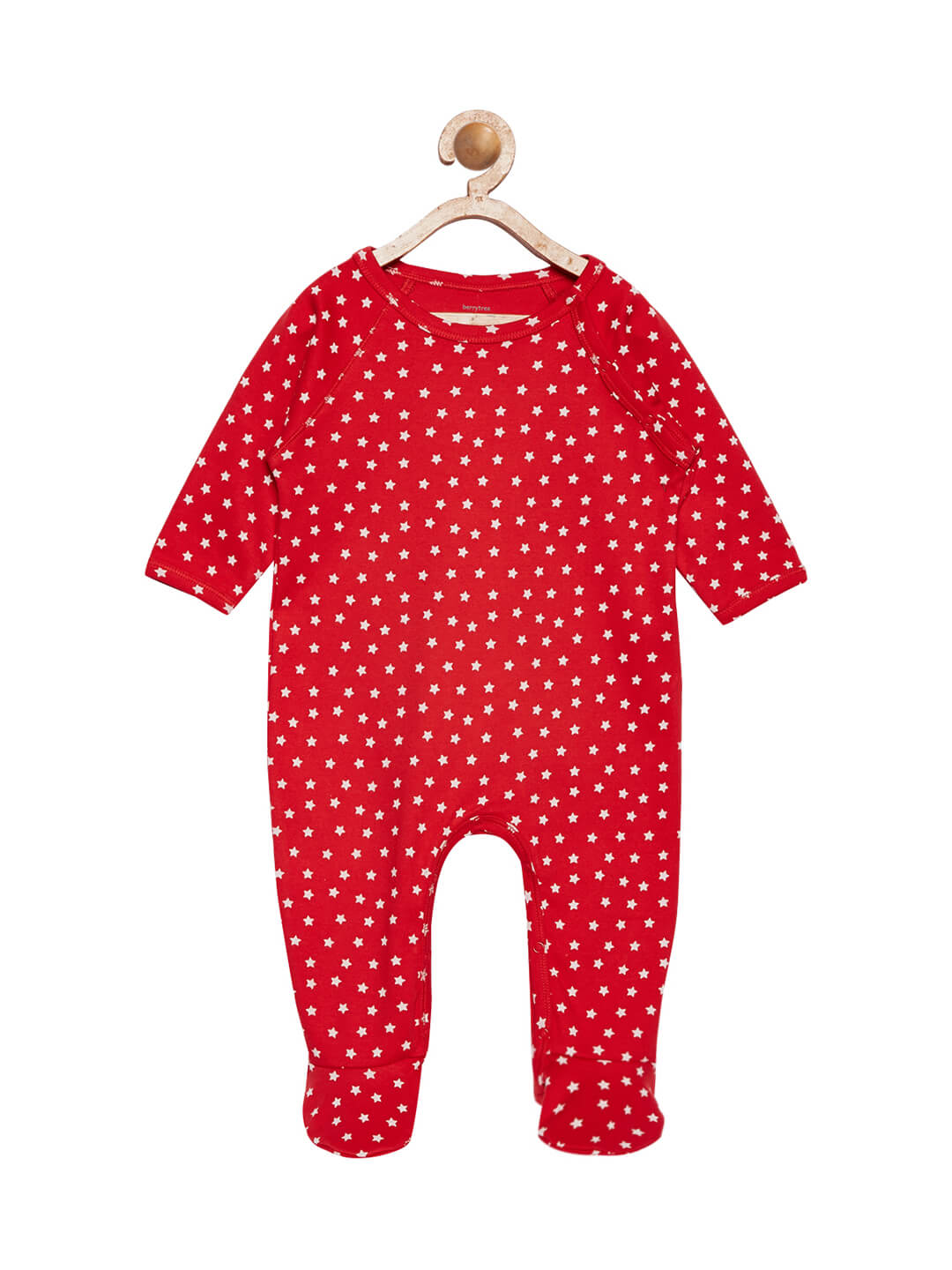 Berrytree Organic Cotton Baby Romper White Stars Red BerryTree