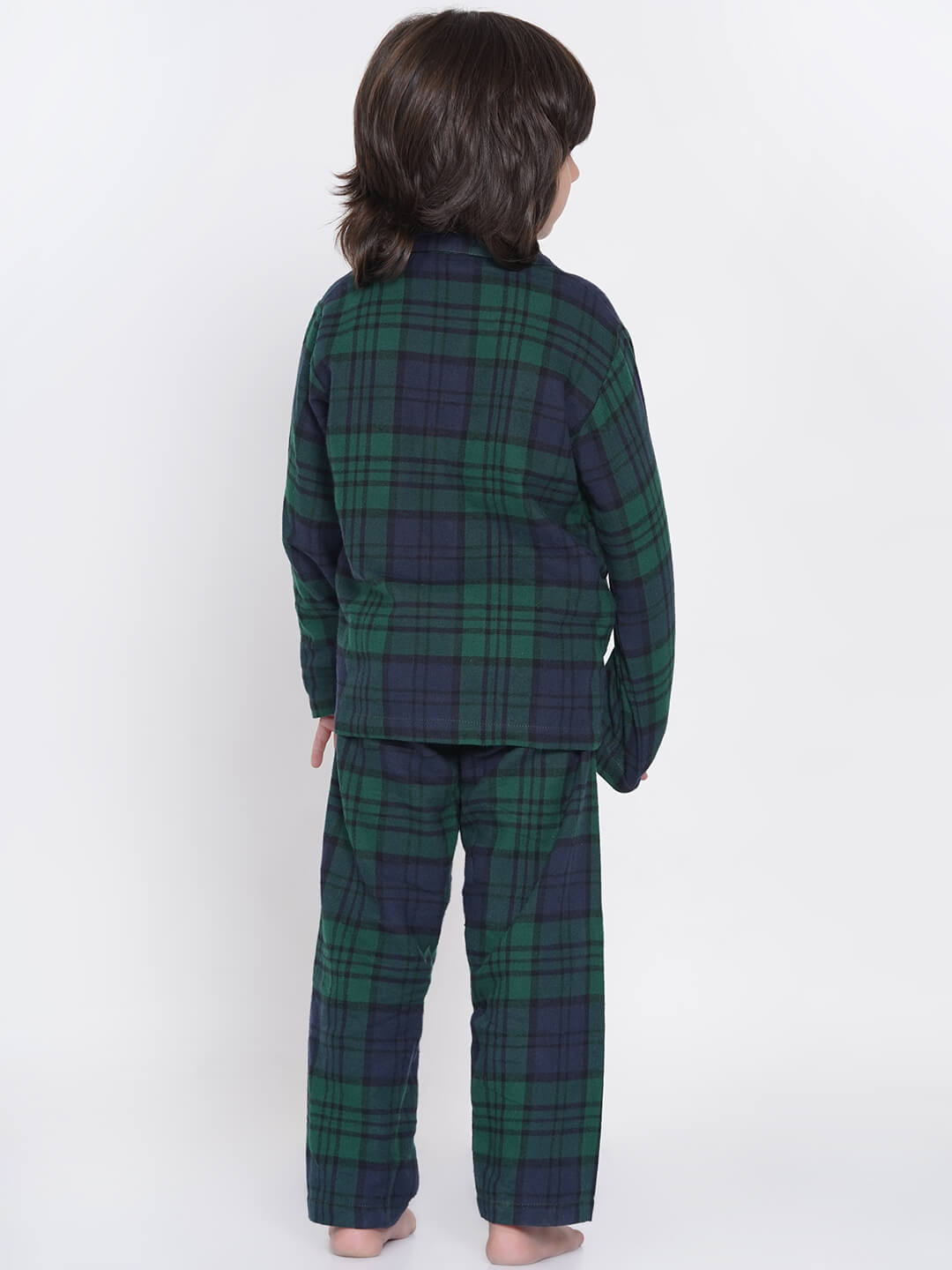 Berrytree Soft Flannel Night Suit Boys: Green Blue BerryTree