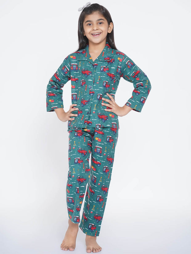 Berrytree Soft Night Suit Girls: Cars Green BerryTree