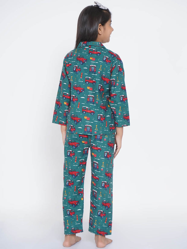 Berrytree Soft Night Suit Girls: Cars Green BerryTree