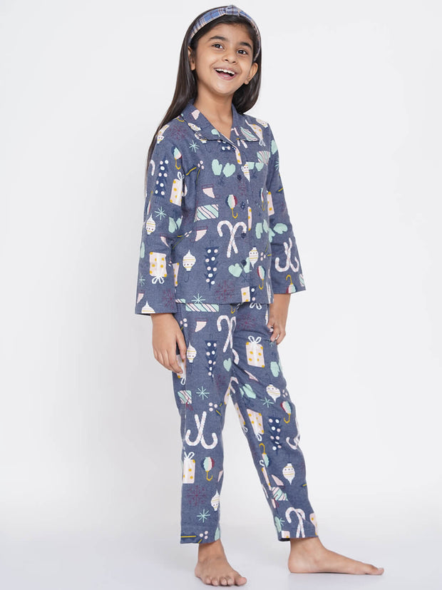 Berrytree Cotton Night Suit Girls: Christmas Snow BerryTree