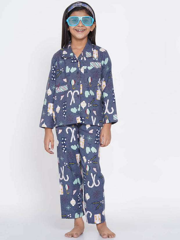 Berrytree Cotton Night Suit Girls: Christmas Snow BerryTree