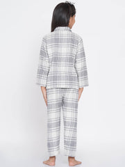 Berrytree Cotton Night Suit Girls: Grey Checks BerryTree