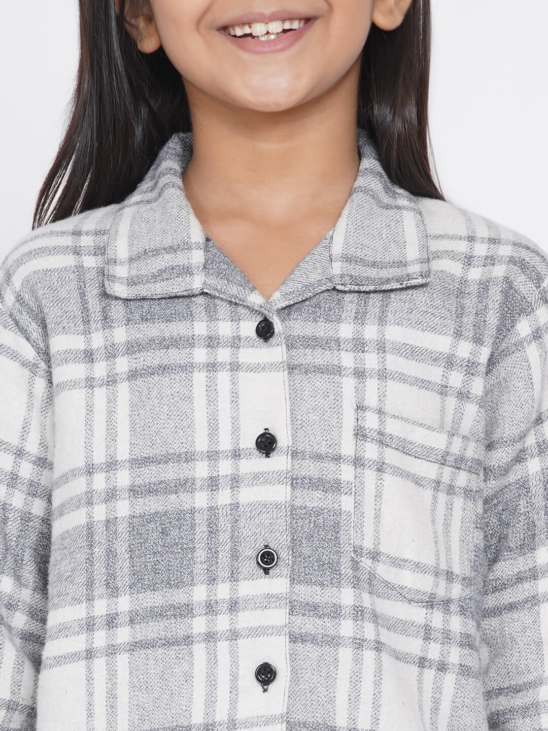 Berrytree Cotton Night Suit Girls: Grey Checks BerryTree