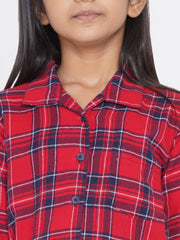 Berrytree Cotton Night Suit Girls: Red Checks BerryTree