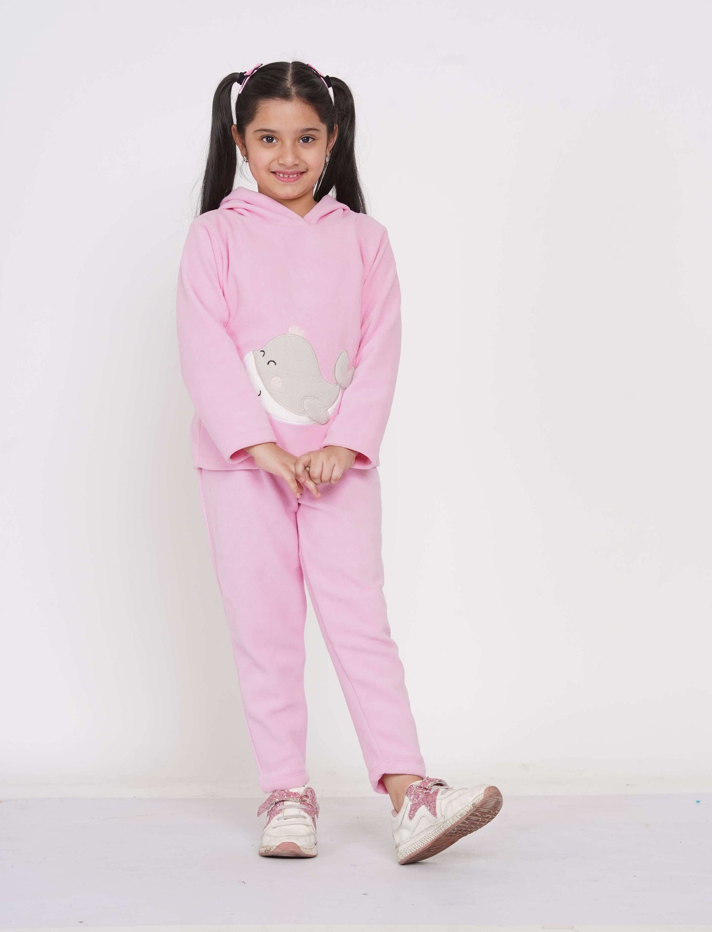 Berrytree Fleece Night Suit Girls: Pink Whale BerryTree