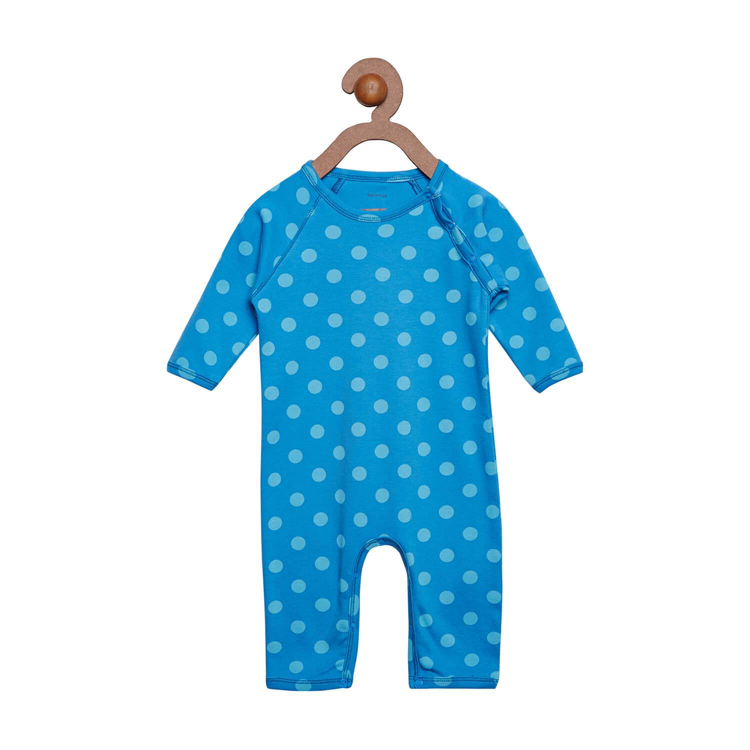 Berrytree Organic Cotton Baby Romper Blue Polka BerryTree