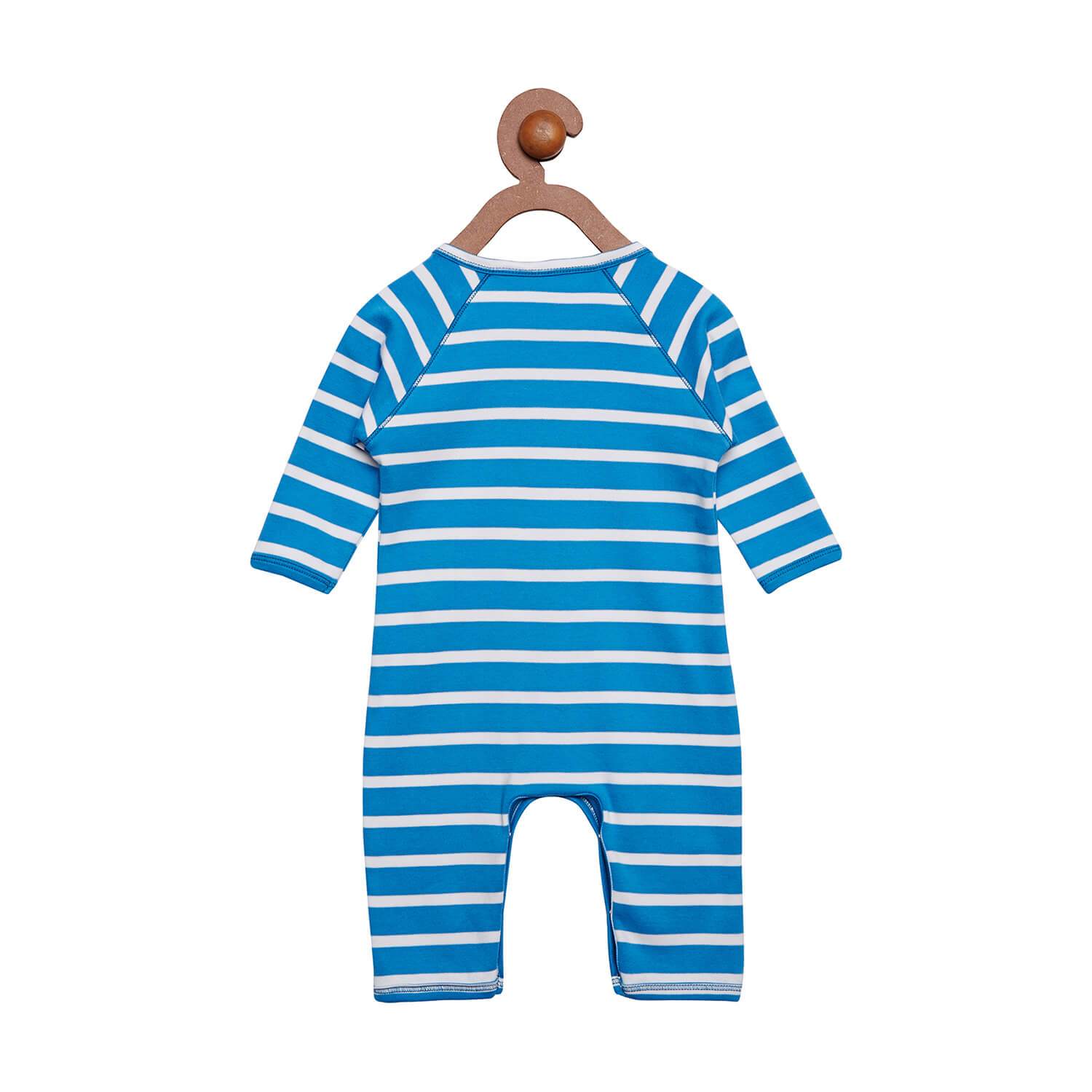 Berrytree Organic Cotton Baby Romper Blue Stripes BerryTree