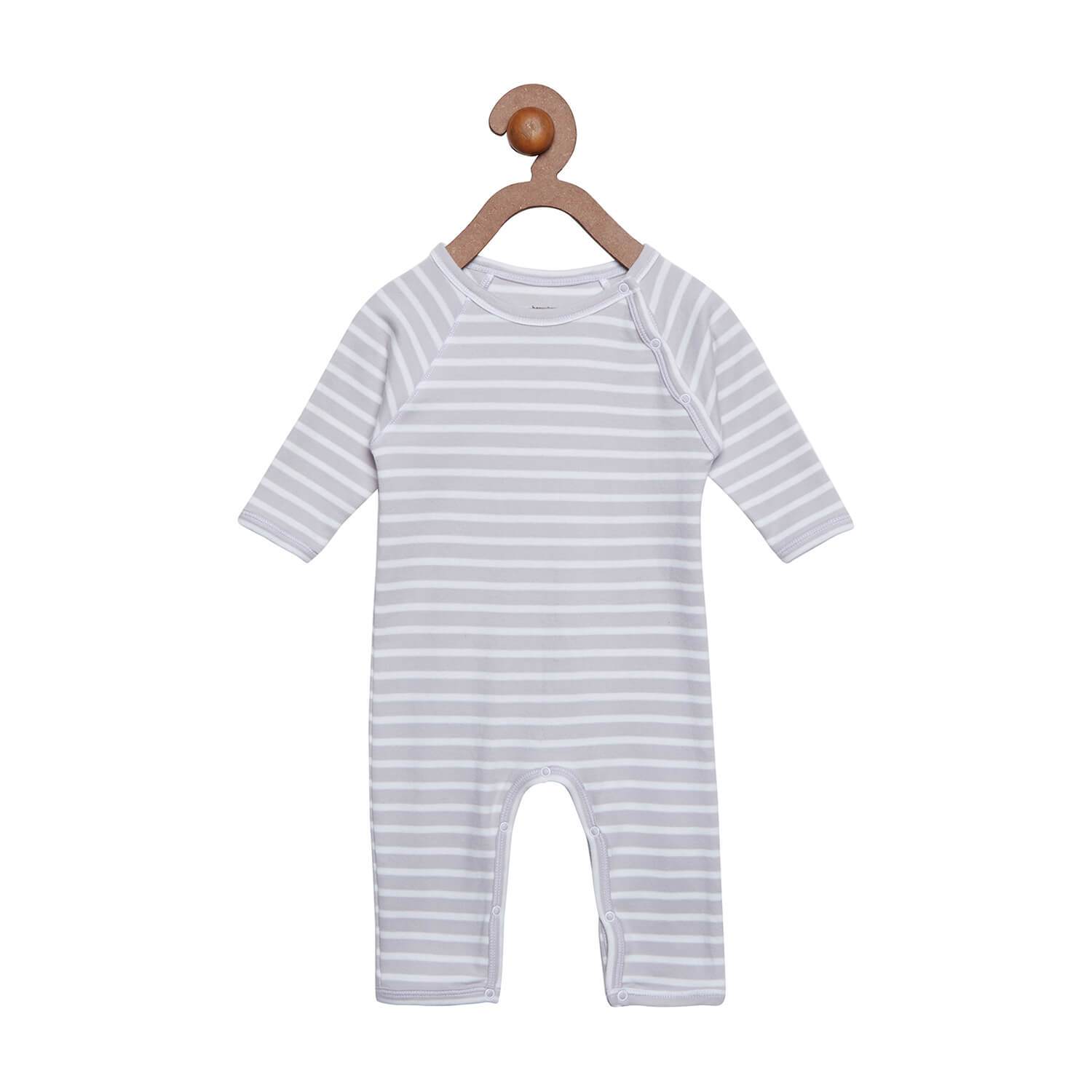 Berrytree Organic Cotton Baby Romper Grey Stripes BerryTree