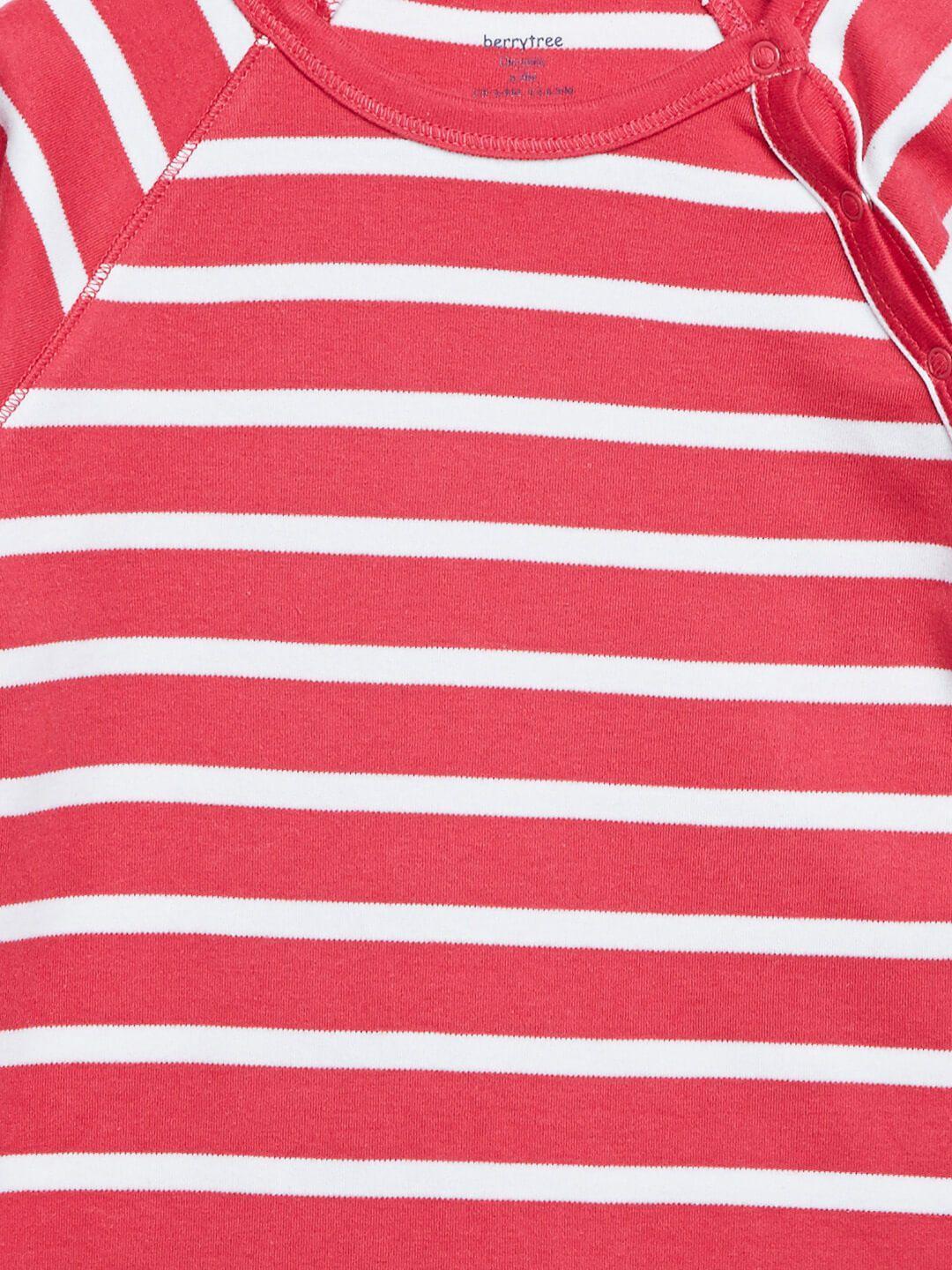 Berrytree Organic Cotton Baby Romper Red Stripes BerryTree