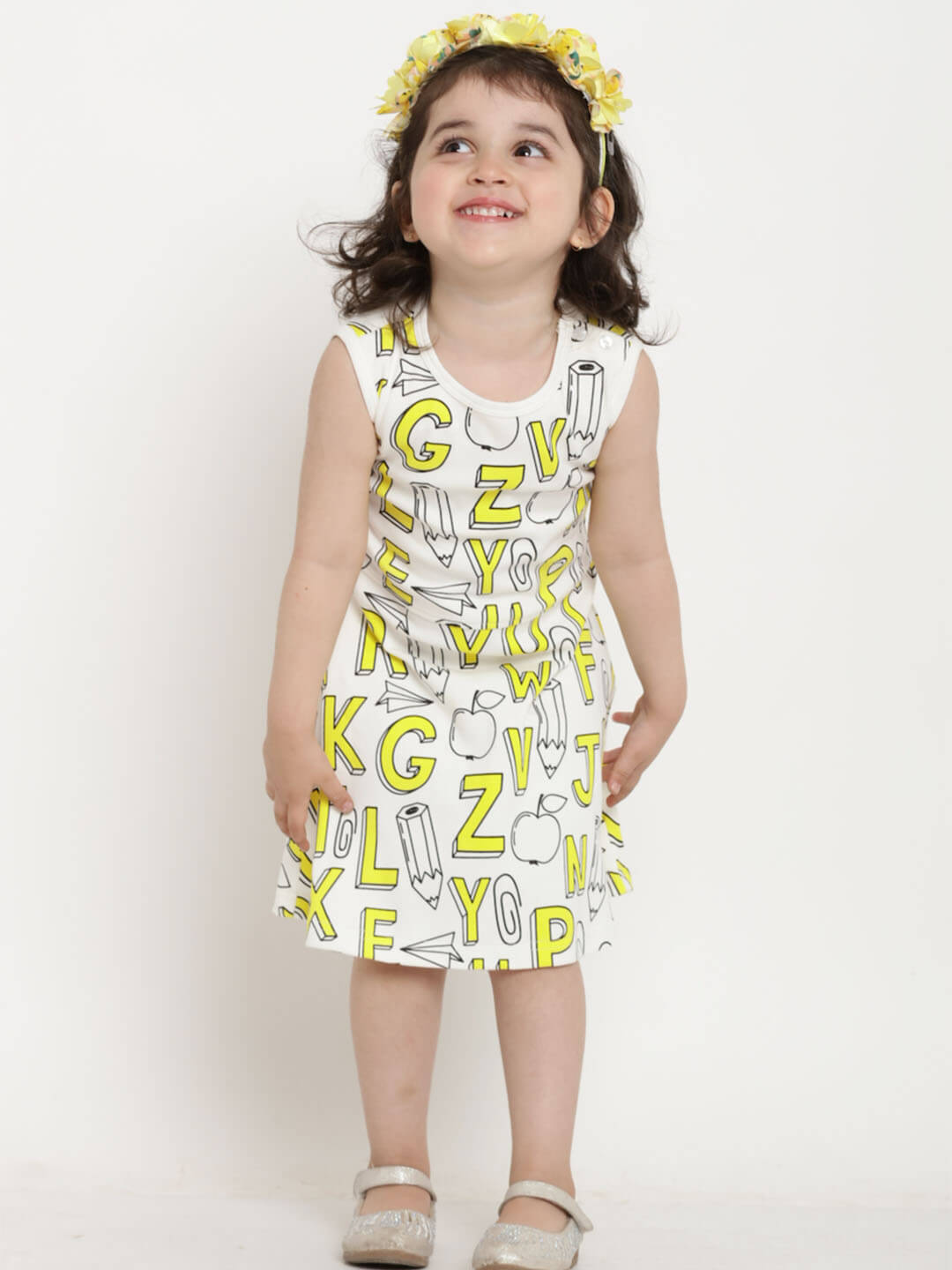 Berrytree Organic Cotton Alphabets Dress Cut-Sleeves BerryTree